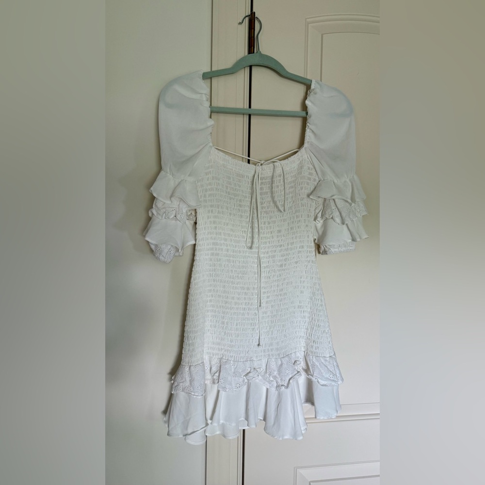 For Love And Lemons White Ruffle Bora Bora Mini Dress size S - Picture 2 of 7